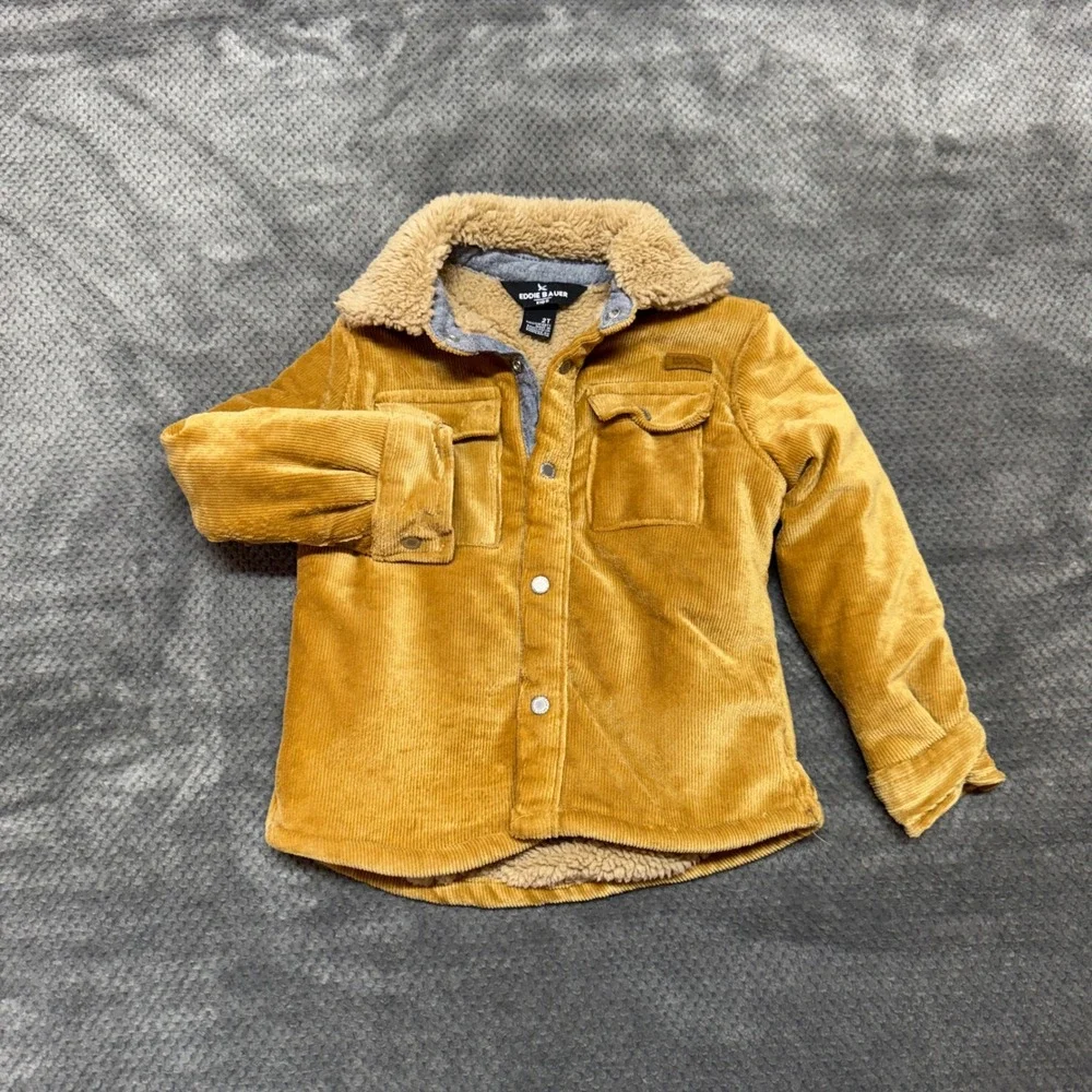 Eddie Bauer Kids 2T Corduroy Sherpa Lined Jacket Mustard Yellow EBY24964